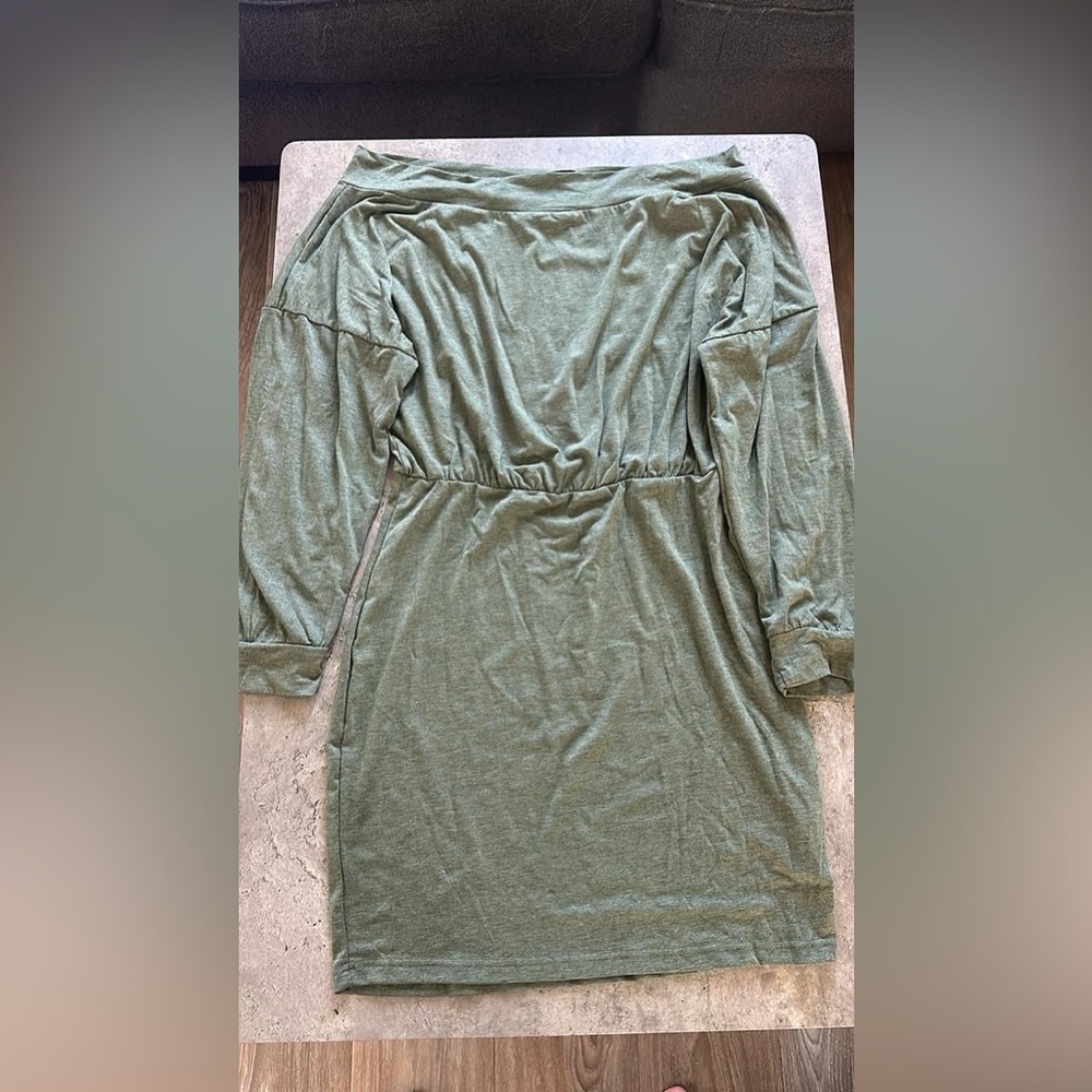 SHEIN LG Olive Green long sleeve mini dress